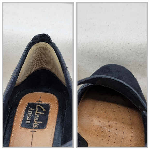 Clarks Artisan Diamond Shine Mary Jane Pumps Black Suede Patent 10" Footbed - Picture 12 of 15